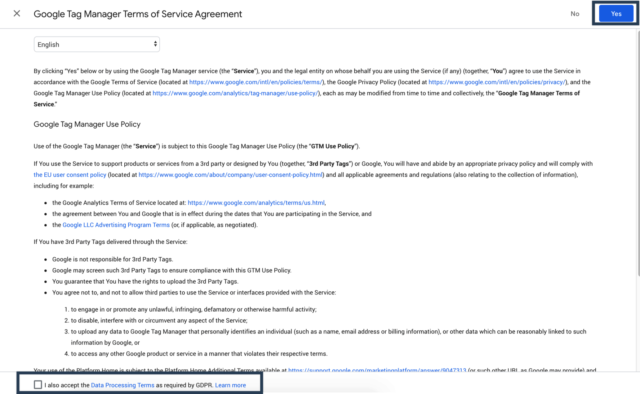 google-tag-manager-terms-of-conditions