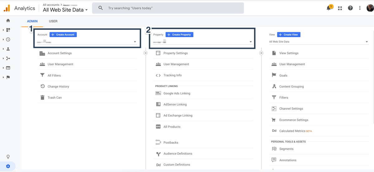 google-analytics-account-vs-property