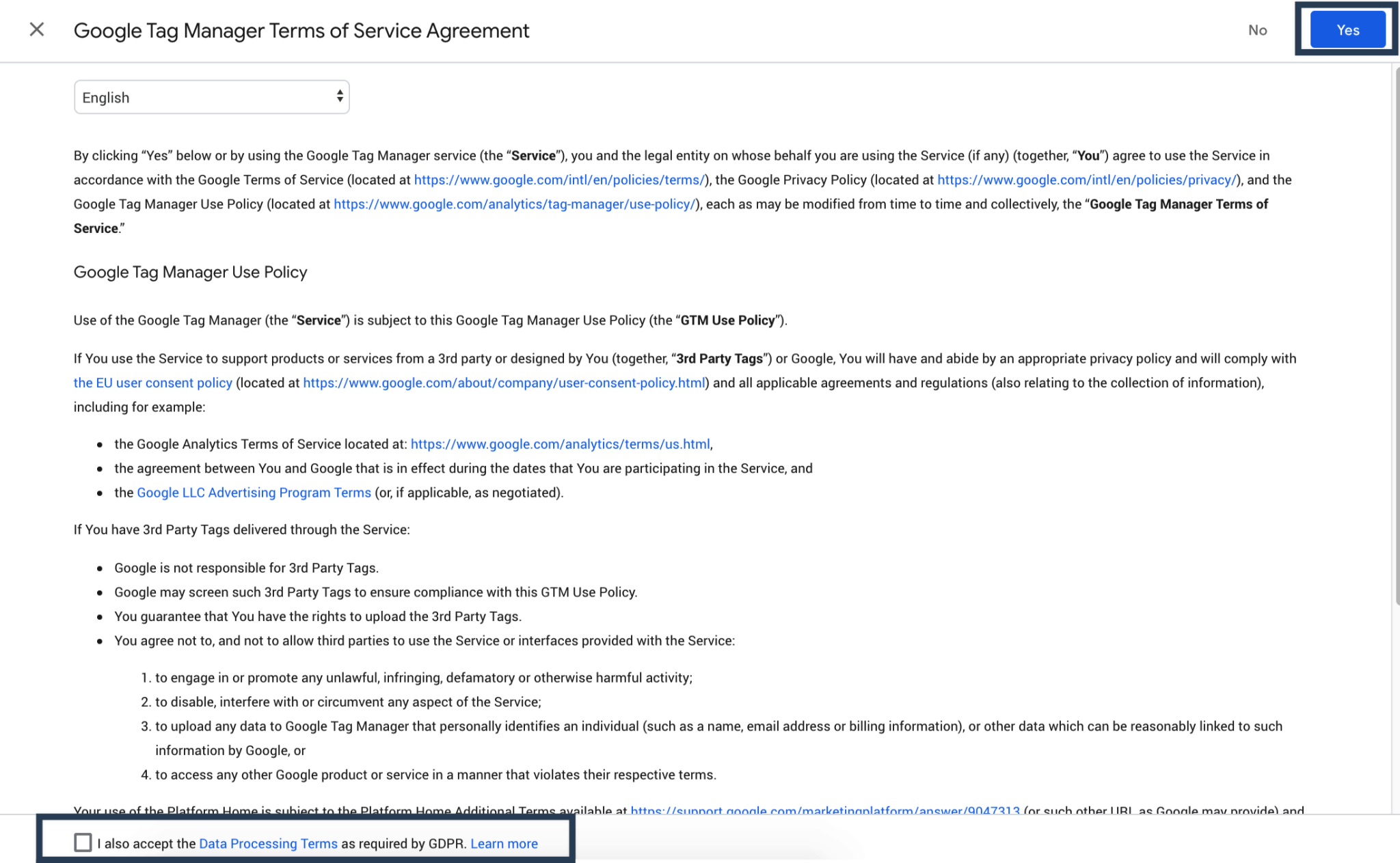 google-tag-manager-terms-of-conditions