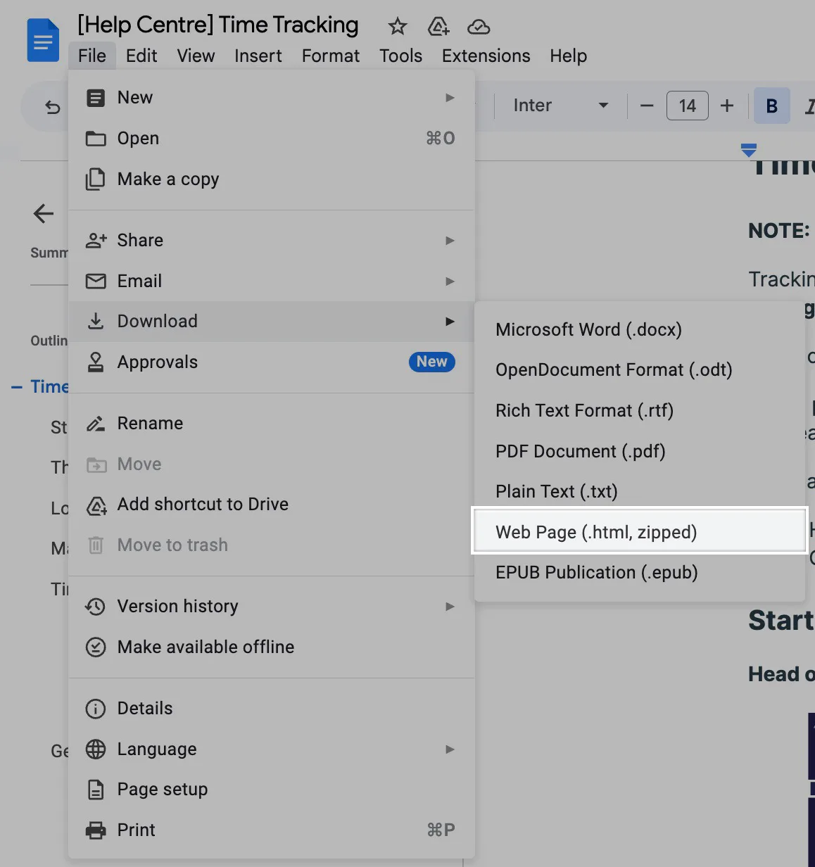 Export To Web Page Google Doc