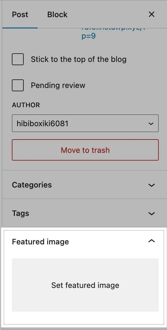 Set Featured Image WordPress Post Sidebar
