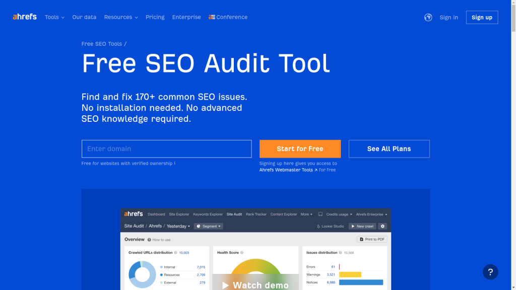 ahrefs site audit